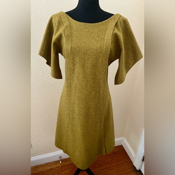 NWT Ioanna Kourbela Green Wool Coat Dress Size Small - Picture 6 of 16
